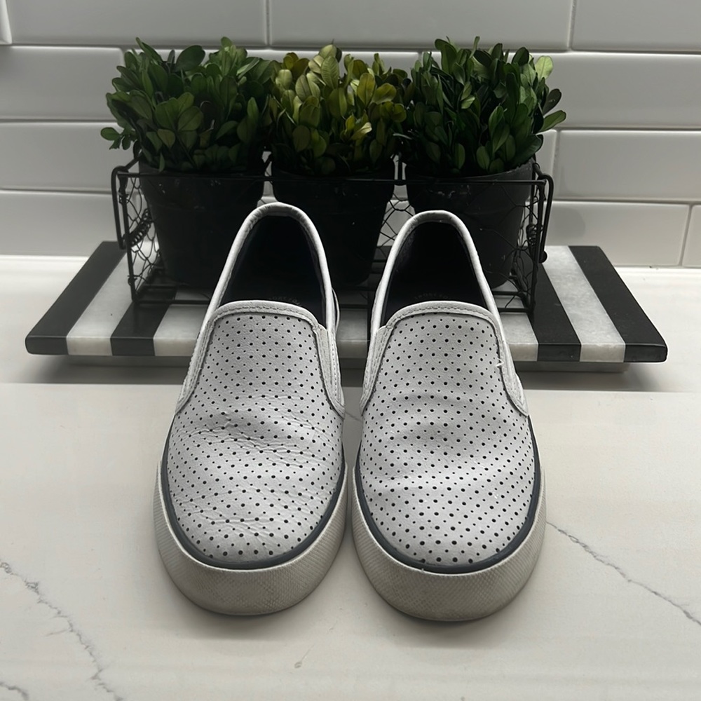 Sperry Pier Side Perforated Sneakers STS80176 Low Top Slip On White Women 7M